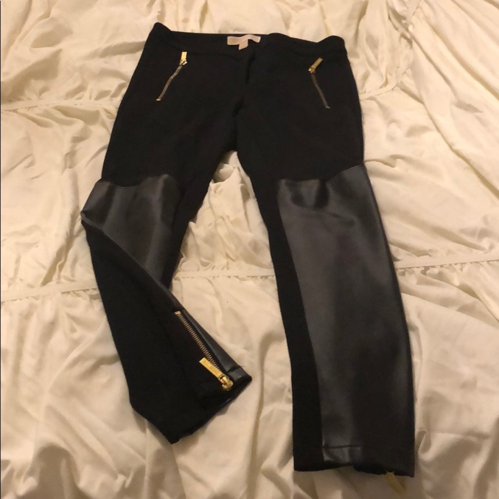 Michael kors black leggings w/leather accent